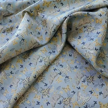 100 × 160 см светло-голубая жаккардовая ткань с бабочкой, окрашенная пряжей, весенне-осеннее красивое платье из домашнего текстиля для детей