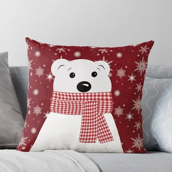 Рождественский белый медведь. Рождественские украшения для дома 2024 Рождественские чехлы для подушек, декоративные чехлы для диванов