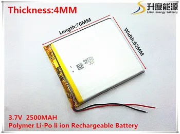 3,7 В 2500 мАч 406270 Литий-Полимерный Li-Po литий-ионный Аккумуляторные батареи для Mp3 MP4 MP5 GPS мобильный Bluetooth