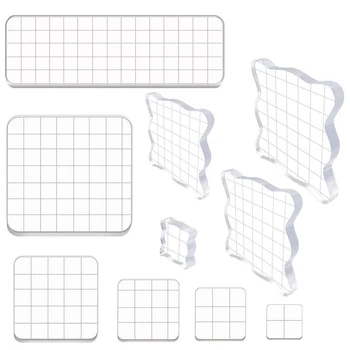 НОВИНКА-10 штук штамповых блоков, Акриловые Прозрачные Штамповые блоки, Инструменты с линиями сетки для штампа для скрапбукинга