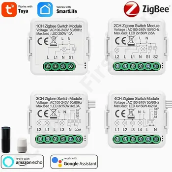 Модуль ZigBee Smart Switch Умная бытовая техника DIY Breaker 1 2 3 4 Gang Через пульт дистанционного управления Smart Life Работает с Alexa