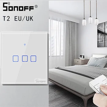 SONOFF TX/T2 EU/UK 1/2/3 Gang Light Светодиодный настенный выключатель Сенсорный/Wifi/433 МГц RF Пульт дистанционного управления/Голосовое управление Смарт-панель для Google Home Alexa