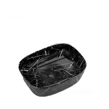 Скандинавская керамическая раковина для ванной комнаты Квадратная Черная Легкая Роскошная Креативная дизайнерская бытовая раковина для кухни