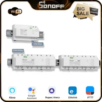 SONOFF SPM-Main /4Relay Wifi Смарт-Наращиваемый Измеритель мощности 20A/ Gang Защита От Перегрузки Монитор Энергопотребления Поддержка SD-карты