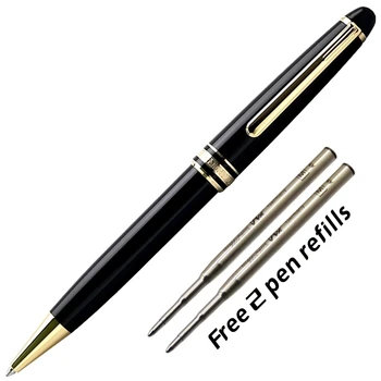 Роскошные Классические Шариковые Ручки MB Black Gold Silver Msk- 163 Для Письма Подарочной Шариковой Ручкой С Серийным Номером + 2 Бесплатные Заправки