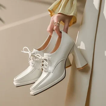 Модная женская обувь Большого размера на толстом высоком каблуке 2023, Осенняя Новая Профессиональная обувь, Женская обувь для матери Среднего возраста, Zapatos
