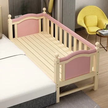Детская кровать из скандинавской сосны для девочек, соединенная с ограждением-лестницей, детские кровати, легкая роскошная простая бытовая детская кровать для спальни
