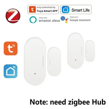 Tuya Zigbee Умный датчик открытия /закрытия дверей, умный дом, домашняя сигнализация, Умный контроль жизни через Alexa Google Home