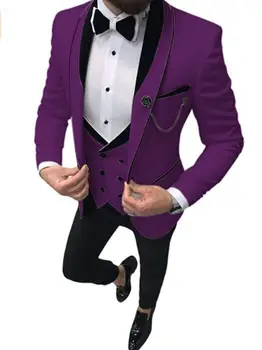 JELTONEWIN Классический фиолетовый Костюм жениха на одной пуговице для свадьбы, костюмы жениха для мужчин, смокинг для деловой вечеринки Terno Slim Fit, 3 предмета
