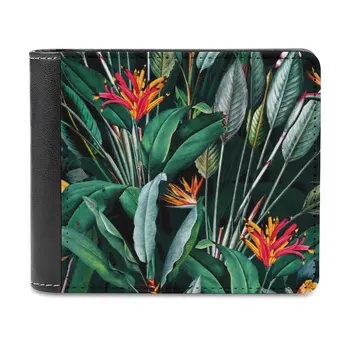 Midnight Garden V Кожаный бумажник держатель для кредитных карт Роскошный кошелек Тропический сад Лес Джунгли Тропический Ботанический Экзотический Винтаж