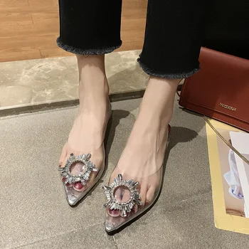 Женские элегантные повседневные сандалии, весенне-летняя корейская версия, прозрачная обувь, повседневные модные лоферы без застежки на высоком каблуке