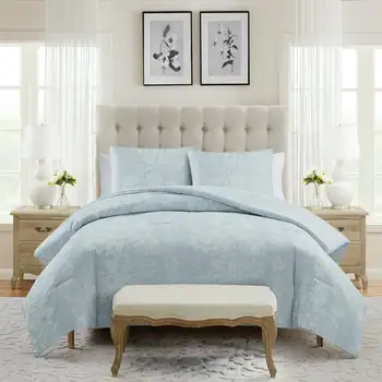 Комплект стеганого одеяла Caroline из 3 предметов синего цвета с цветочным рисунком, высококачественный комплект постельного белья, благоприятный для кожи