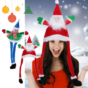 1шт Движущийся Санта-Клаус Снеговик Шляпа Вечеринка Бал Представление Реквизит Костюм Плюшевая Шляпа Праздник Забавная Рождественская Шляпа