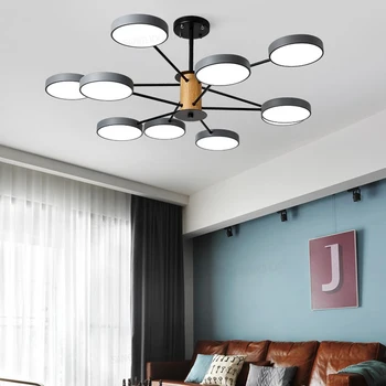 Новая современная светодиодная люстра в скандинавском стиле для гостиной спальни Столовой кухни, подвесной светильник, Деревянная отделка, подвесные светильники