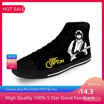 Кроссовки Eric Clapton с высоким берцем, Мужская Женская Повседневная обувь для подростков, Парусиновые кроссовки для бега с 3D-принтом, Дышащая Легкая обувь черного цвета