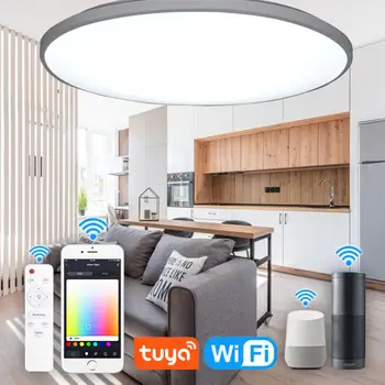 Умный потолочный светильник RGBCW Ceiling Light Голосовое управление через приложение Wifi с Alexa Yandex 30 Вт светодиодных ламп для украшения гостиной
