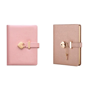 2 предмета, Кодовый замок в форме сердца, Дневник с ключом, Личные Органайзеры, Секретный блокнот В подарок-Розовый и шампанское