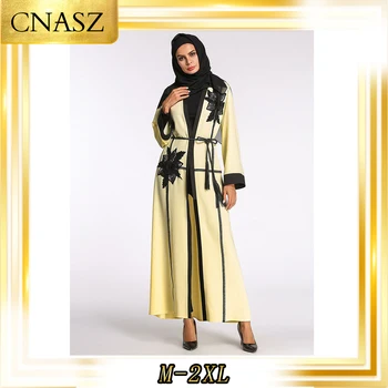Турецкий кардиган Abaya, сшитый Однотонным длинным пальто, Кафтан, мусульманский халат, арабское платье-халат.
