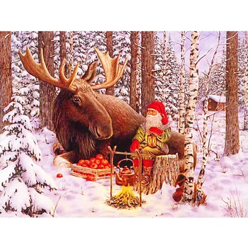 Санта Клаус 11-каратный Набор для вышивания, Набор для рукоделия, Хлопчатобумажные нити, холст, домашний декор с принтом, Рождественский подарок, Прямая поставка