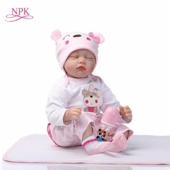 NPK 18 дюймов 43 см мягкая силиконовая кукла reborn dolls реалистичные bonecas Модные пламаты праздничный подарок спящему ребенку