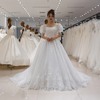SL-6853 элегантное бальное платье свадебное платье 2023 с пышными рукавами кружевные бусины белая свадебная коллекция комплект свадебных платьев плюс размер