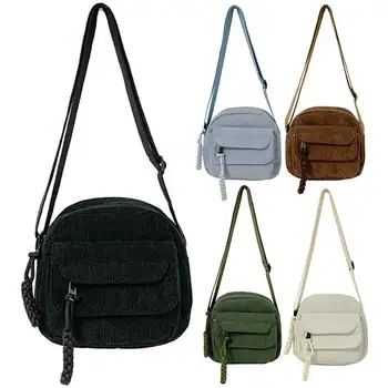 Женская вельветовая сумка через плечо, сумка-хобо, простая многослойная сумка через плечо, универсальная сумка-мессенджер, дорожная сумочка для отдыха