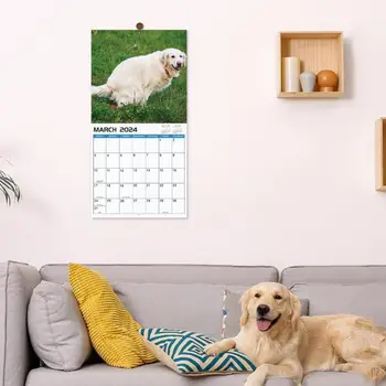 Прочный календарь для собак на 2024 год, календарь для собак на 2024 год, Веселый календарь какашек для собак, ежемесячный планировщик без кровоточащей плотной бумаги для дома